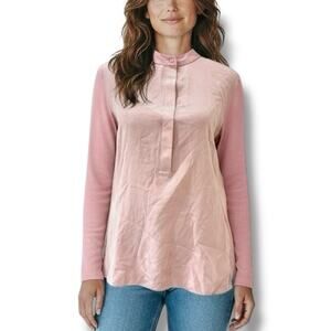 NWT Max Mara Size M Pink Colorblock Long Sleeve Pullover Top $195